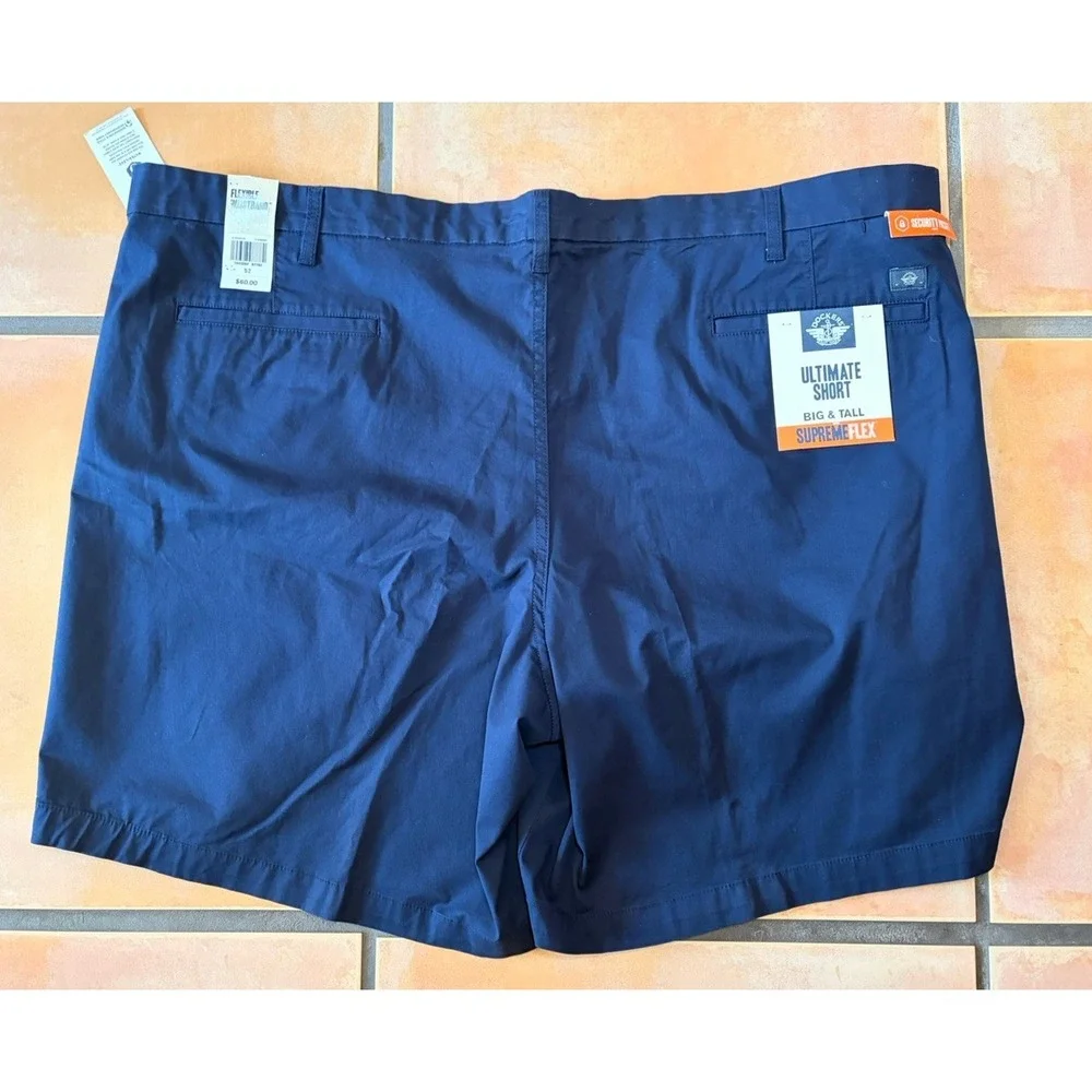 New! Big & Tall  Dockers Ultimate Shorts Supreme Flex Mens Size 52 Navy Blue